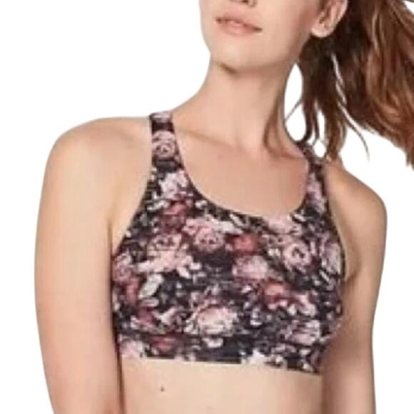 Lululemon 10 Break Free Bra Floral Peony Mesh Back Detail Gym Yoga - Picture 1 of 9